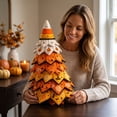 thumbnail image 4 of Halloween Quilted Fabric Tree for Tabletop Decor, Candy Corn Style Layered Patchwork Ornament for Indoor Home Display, DIY Seasonal Craft Kit, 11.8 Inch, 4 of 7