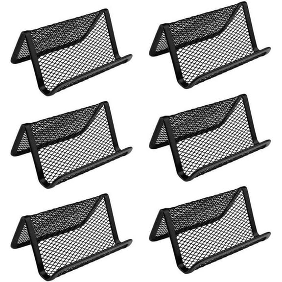 6 Pack Metal Mesh Business Card Holder,Metal Stand with 30- 50 Cards, Desk Business Card Organizer for Desk Office Name Card (Black, 6 Pack)