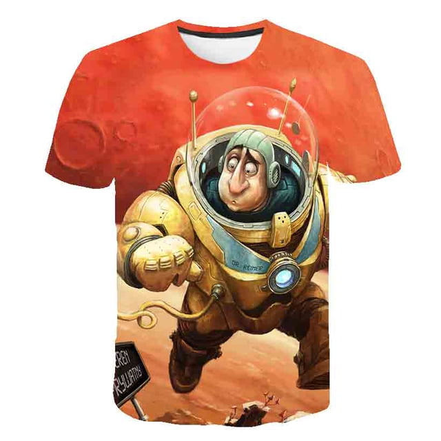 Camisetas de astronauta para niños, disfraces de verano para niños y niñas, camisetas de 1 a 14 años con estampado 3D de dibujos animados de astronauta, ropa informal 9T Gao Jinjia LED