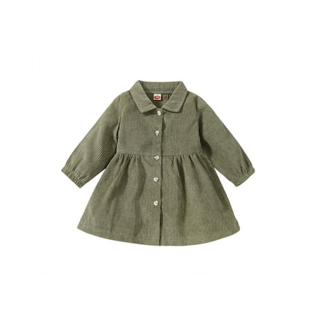 

Amuver Baby Girl Corduroy Jacket Solid Color Lapel Long Sleeve Button Down Jacket Cardigan Autumn Outwear