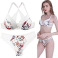 thumbnail image 1 of Conjunto de sujetador de espalda hermosa de gran tamaño Conjunto de ropa interior francesa de encaje sexy estampado para mujer, 1 of 5