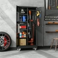 thumbnail image 7 of GangMei Metal Storage Cabinet with Hanging Rod and Pegboards,62" H Top Workbench Mobile Tool Chests Garage Cabinets with 4 Wheels,Tool Cabinets for Home,Office,Shop，Assembly Required, Black, 7 of 7