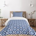thumbnail image 3 of Ambesonne Moroccan Quilted Bedspread Set 2 Pcs, Floral Detail, Twin Size, Turquoise Dark Blue, 3 of 6