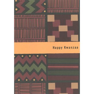 Designer Greetings Kwanzaa Card - Gold Foil Words On Light Orange, 5.25x7.5 Inch Greeting Card With Envelope