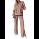 thumbnail image 1 of Conjunto de 2 Piezas para Mujer: Jersey de Punto de Larga Informal y Pantalón de Pierna . Conjunto Deportivo para Estar en Casa. Color Caramelo L, 1 of 10