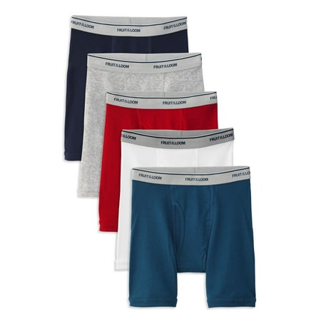 Fruit Of The Loom Boys Tagfree Underwear Boxer Briefs, 5 Pack, Assorted Colors (Little Boys & Big Boys), Red/White/Blue, Small
