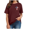 thumbnail image 7 of Duqingm 250th Anniversary Usa Shirt Patriotic Shirts for Women 5th of July T Shirts American Flag Graphic Tees Tops Raglan Short Sleeve Fourth of July Outfits Wine,M, 7 of 7