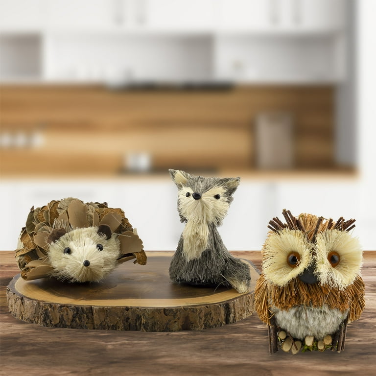AuldHome Woodland Friends Figurines (Set of 3); Sisal Fiber Forest