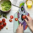 thumbnail image 3 of Cartoon Cutting Board, Doodle Style Unicorn Skull with Green Eyes with Rainbow Background Funny, Decorative Tempered Glass Cutting and Serving Board, Wine Bottle Shape, Multicolor, by Ambesonne, 3 of 5