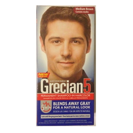 Just For Men Grecian 5 Permanent Shampoo-In Haircolor, Medium Brown + Schick Slim Twin ST for Sensitive