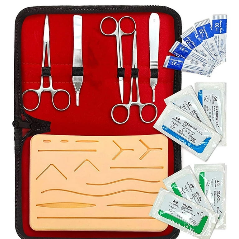 OAVQHLG3B Suture Practice Kit for Sutures Training Medical Student |  Needle, Thread, Pre-Cut Wounds for Education, First Aid Emergency & Trauma