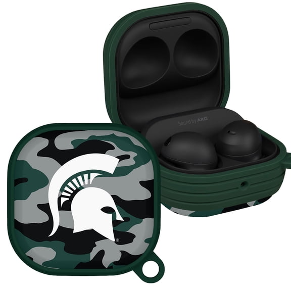 Michigan State Spartans Camo HDX Case Cover Compatible with Samsung Galaxy Buds Pro & Buds Live by Affinity Bands
