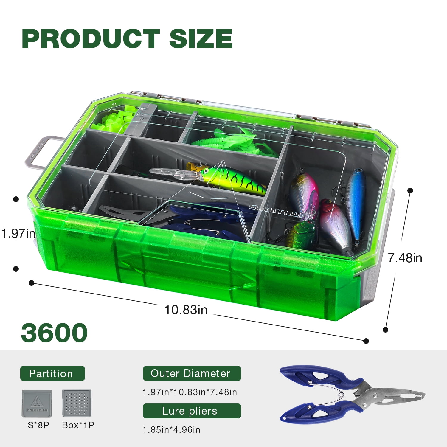 Ghosthorn 141Pcs Fishing Tackle Box with Tackle Set, Featuring Crankbaits, Spoons, Hooks, Sinkers, and Various Accessories, Fishing Bait and Lure Gear Kit, Gift for Fishing Enthusiasts