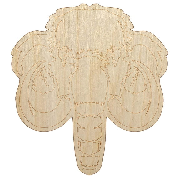 Wooly Mammoth Head Wood Shape Unfinished Piece Cutout Craft DIY Projects - 6.25 Inch Size - 1/8 Inch Thick