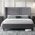 thumbnail image 6 of VanAcc Queen Size Upholstered Platform Bed Frame, Wingback Bed with 50.8" Headboard, Corduroy, 6 of 7