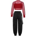 thumbnail image 2 of CHICTRY Tenues de Danse de Rue Hip Hop pour Filles, Haut Court à Manches Longues en Maille avec Pantalon Rouge 12, 2 of 7