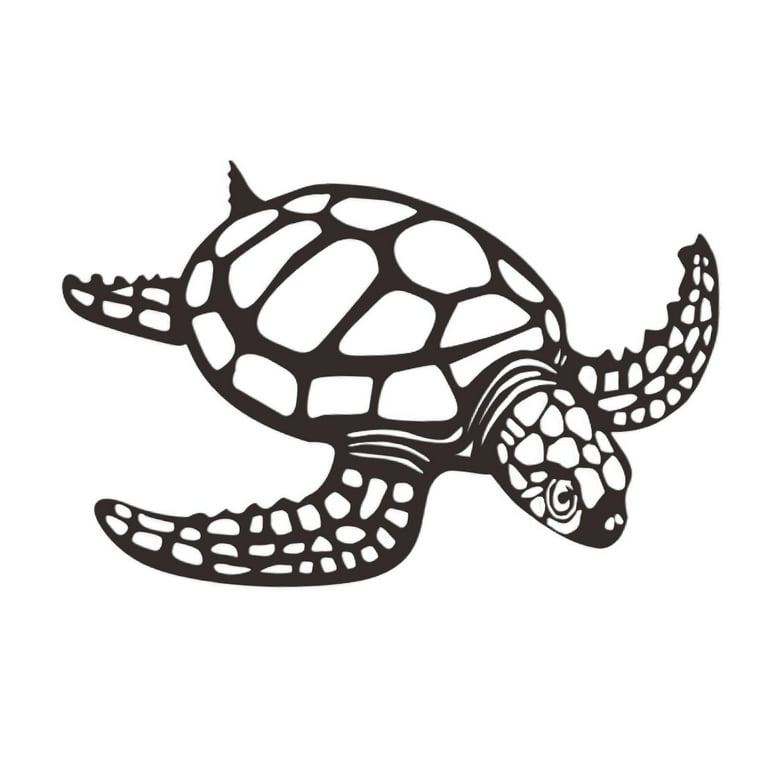 menolana Sea Turtle Statue Metal Versatile Modern Art Wall Decor Animal Figurines for Fence Kitchen Bathroom Indoor Outdoor TV Cabinet 30x28cm
