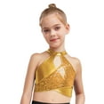 thumbnail image 3 of TTAO Girl's Street Dancing Outfits Sparkle Crop Top with Shorts Hip Hop Jazz Dance Clothes Cheerleading Uniform Gold 10, 3 of 7