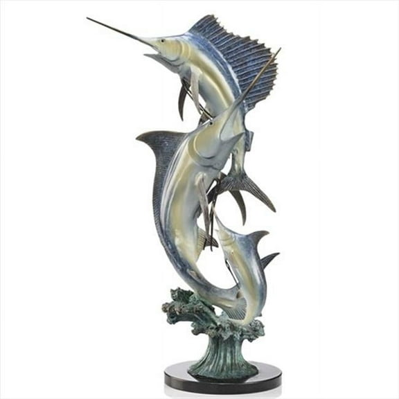 SPI Brass and Marble Sailfish and Marlin Statue