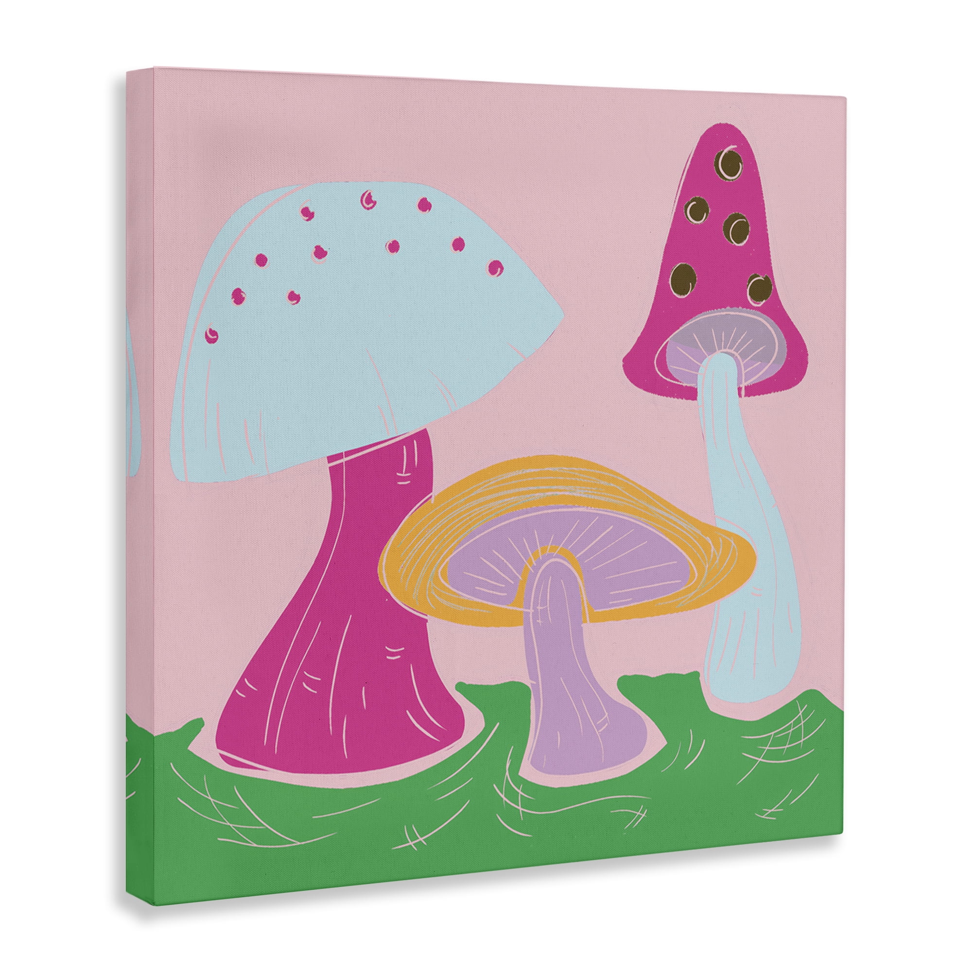 Stupell Industries Groovy Mushrooms Dancing Plants & Flowers Painting Wrapped Canvas Art Print Wall Art, 30 x 30