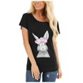 thumbnail image 1 of T-shirt d'Été Grande Taille pour Femmes, Hauts d'Été pour Femmes, Col Rond, Imprimé Lapin, T-shirt de Pâques à Manches Courtes, Blouse Décontractée Ample, T-shirt à Col en V pour Femmes en Liquidation, 1 of 8