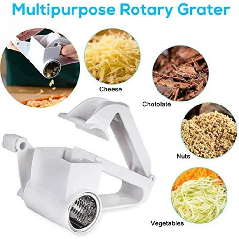 Handheld Rotary Cheese Grater For Cheese Nuts Vegetables Chocolate White NEW