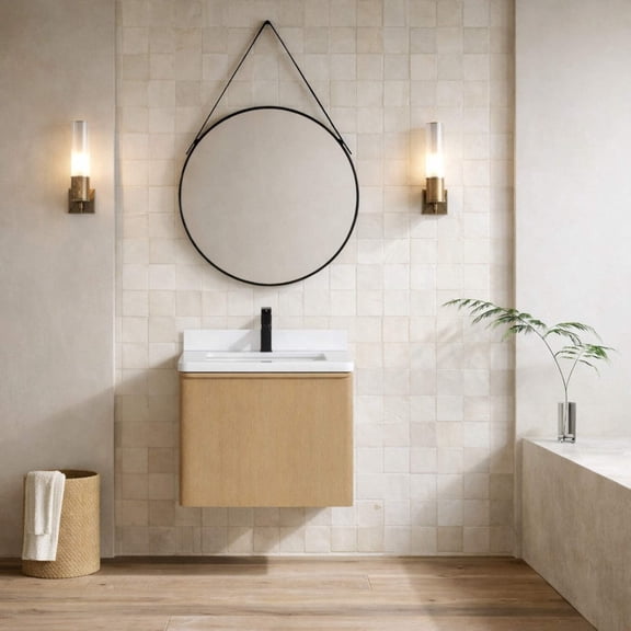 Lucas 24" Floating Bathroom Vanity Washed Oak