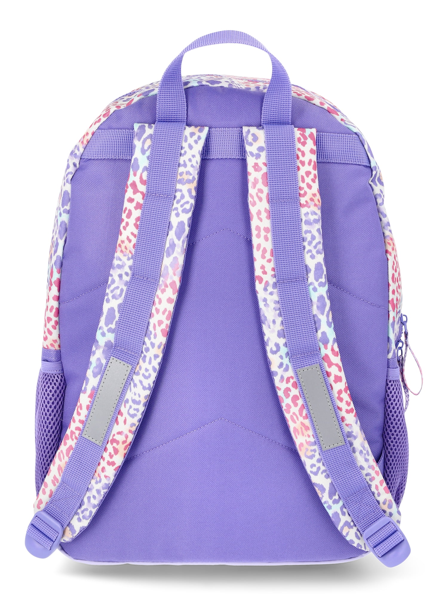 Wonder Nation Girls Sequin Hyper Leopard 17" Laptop Backpack and Lunch Bag Set, 4-Piece, Purple/Multi