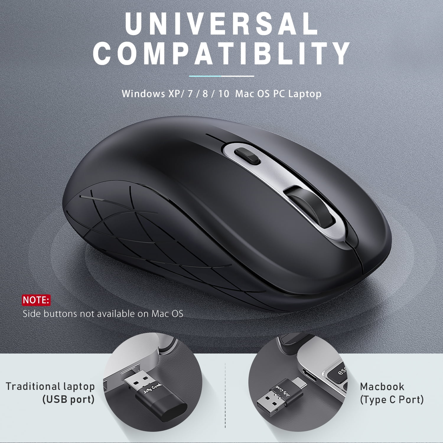 Buy Wireless Mouse,Jelly Comb USB C Mouse,Silent Ergonomic Mouse