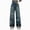 H551-Blue, variant on TOWED22 Kids Girls Jeans Distressed Elastic Waist Baggy Denim Wide Leg Pants Trousers,Blue,4-5 Y