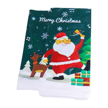

Christmas Santa and Snowman Printing Disposable Tablecloth Rectangular Picnic Table Covers Plastic Table Decor Party Supplies for Christmas Festival