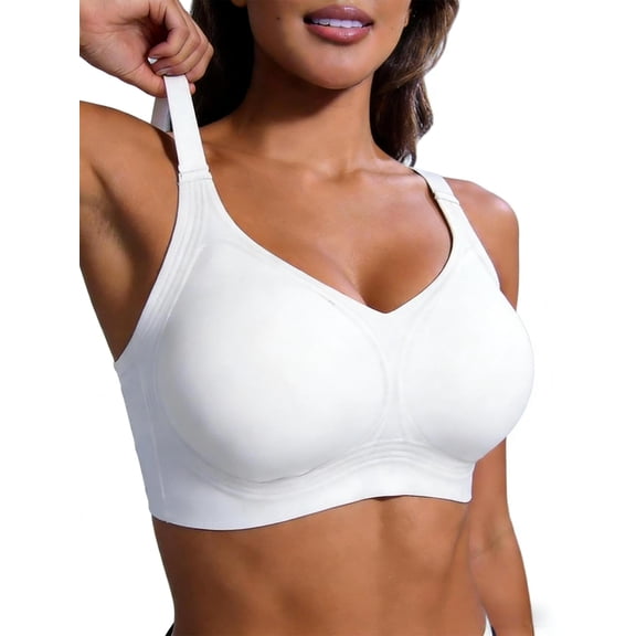 EssElegance Womens Wireless Jelly Bra, Plus Size Supportive Seamless Bras, Full Coverage Push Up No Underwire Tshirt Bras