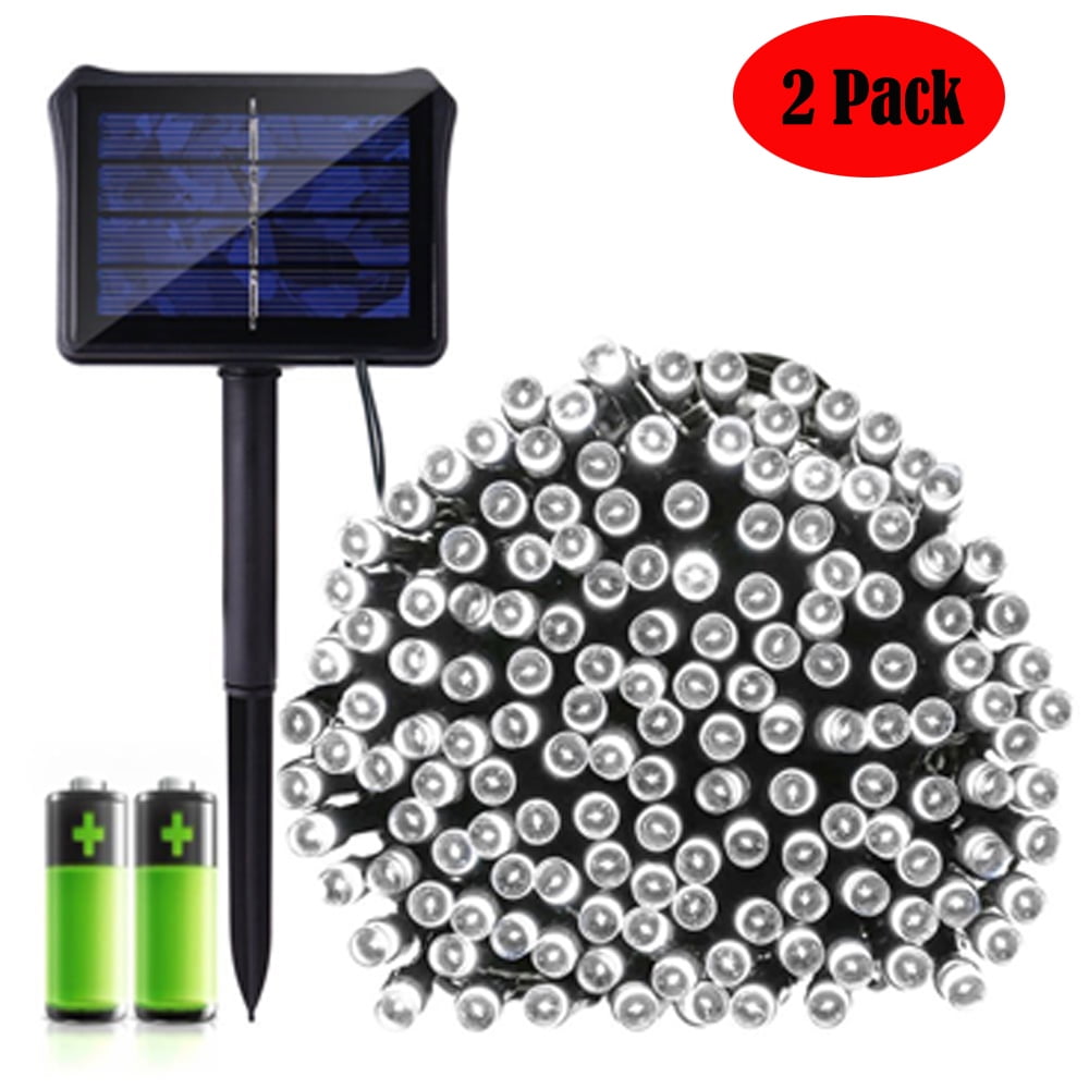2PACK Qedertek Dual Solar Battery String Lights,72ft 200 LED Garden