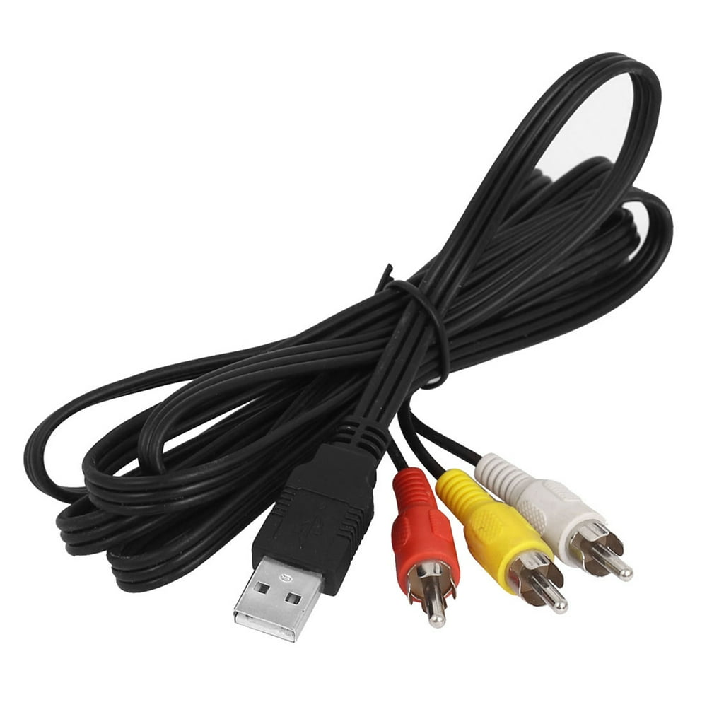 USB to 3 RCA Male Adapter Camcorder AV Cable Black (5.9ft/1.8M)