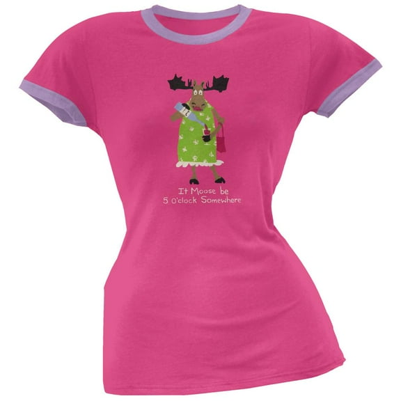 It Moose Be 5 O'Clock Women's Pajama Ringer T-Shirt - Large