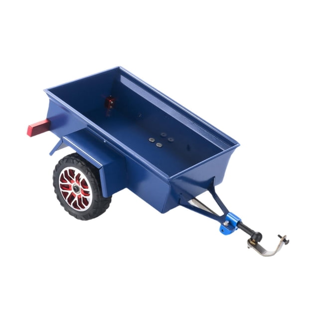 Fiocias RC Crawler Trailer Metal Utility Trailer Hitch Mount Remote Control Car Accessory Easy to Install Model Car Modification Suitable for Model Cars Hauling Exhibition Blue