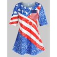 thumbnail image 1 of Más el tamaño de la bandera americana de rayas impresión de la estrella Tee Rosegal Camisetas tallas grandes, 1 of 5