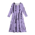 thumbnail image 5 of Abcomgle Girls Maxi Dresses 7-16 A-Line Long Sleeve Maxi Dress Striped Crew Neck Sundresses Flare Swing Skirt with Pockets,Purple, 5 of 5