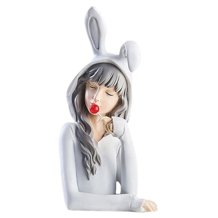 TISHITA Figurine Resin Sculpture Statue Collectible Handcrafted for Desktop Decor - White