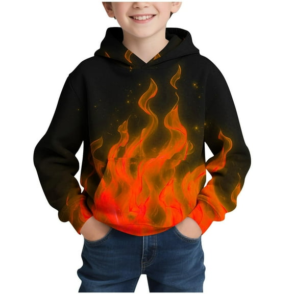 Cethrio Kids Boys Pullover Hoodies, Fashion Long Sleeve Printed Casual Sweatshirts for Boys Orange Size 6