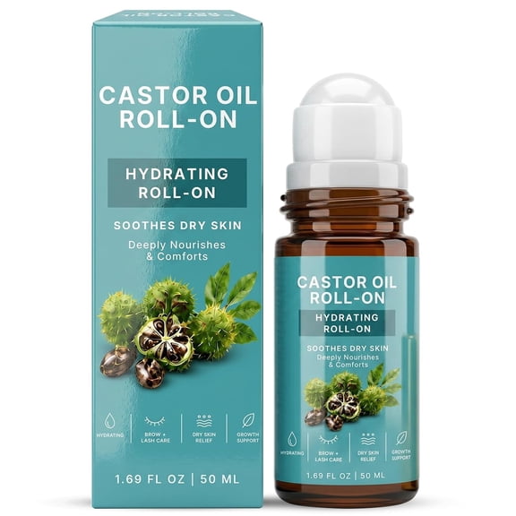 Cold Pressed Castor Oil Roll-On Serum,Mess-Free Precision Applicator | Daily Nourishing Beauty Care for Eyebrows, Eyelashes, Hairline & Cuticles,1.7 Fl Oz