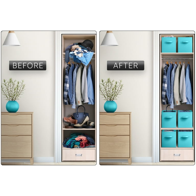 Sorbus Collapsible Fabric Storage Bin 13x13 Aqua Versatile