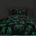 thumbnail image 5 of KIDS RULE 3-Piece Gamer Glow in The Dark Comforter Set, with 1 Full Bed Size Comforter and 2 Standard Pillowcase, Game Controllers Print, Blue, Grey, Gifts for Kids - Full, 5 of 7