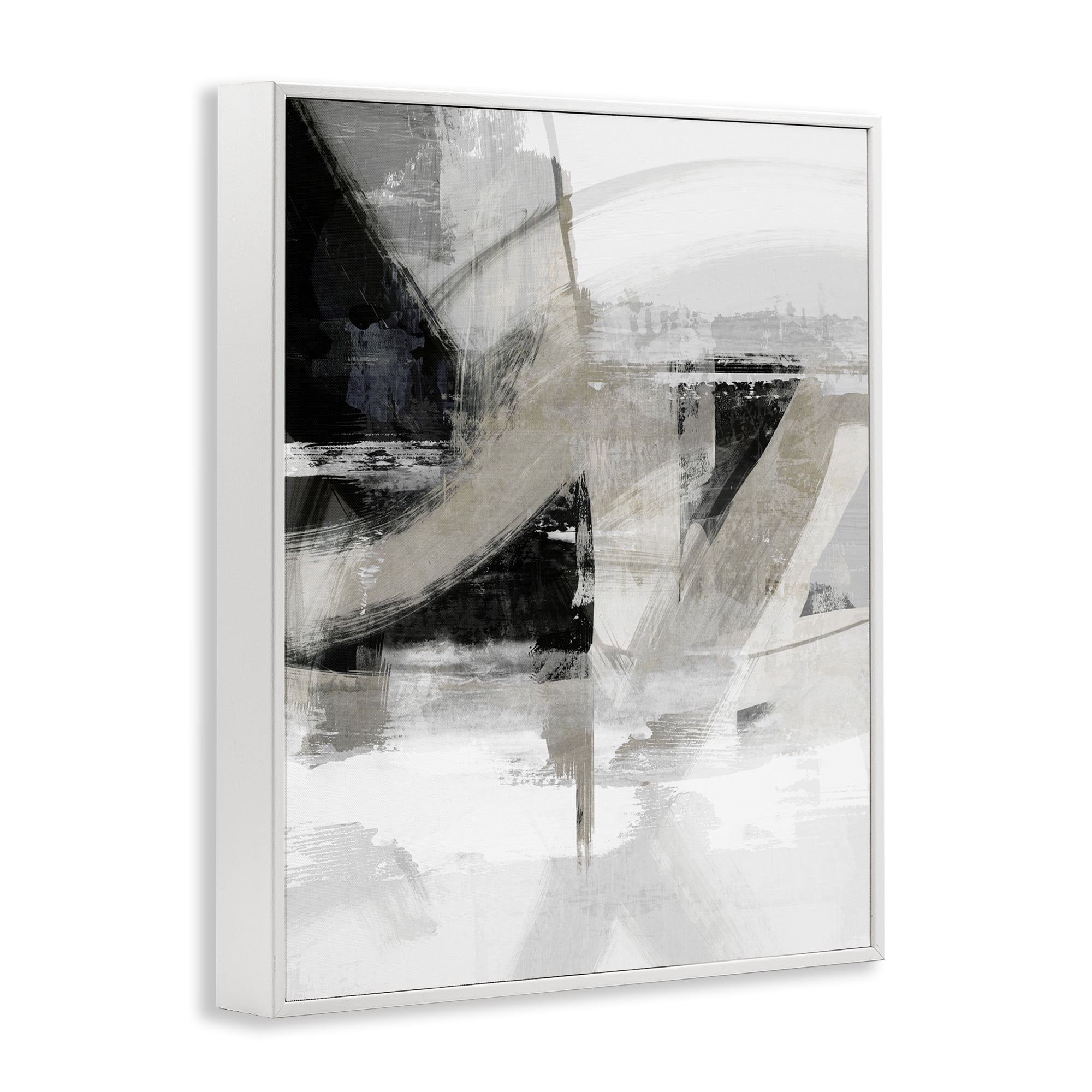 Stupell Industries Neutral Urban Complex Abstract Painting White Framed Art Print Wall Art, 11 x 14