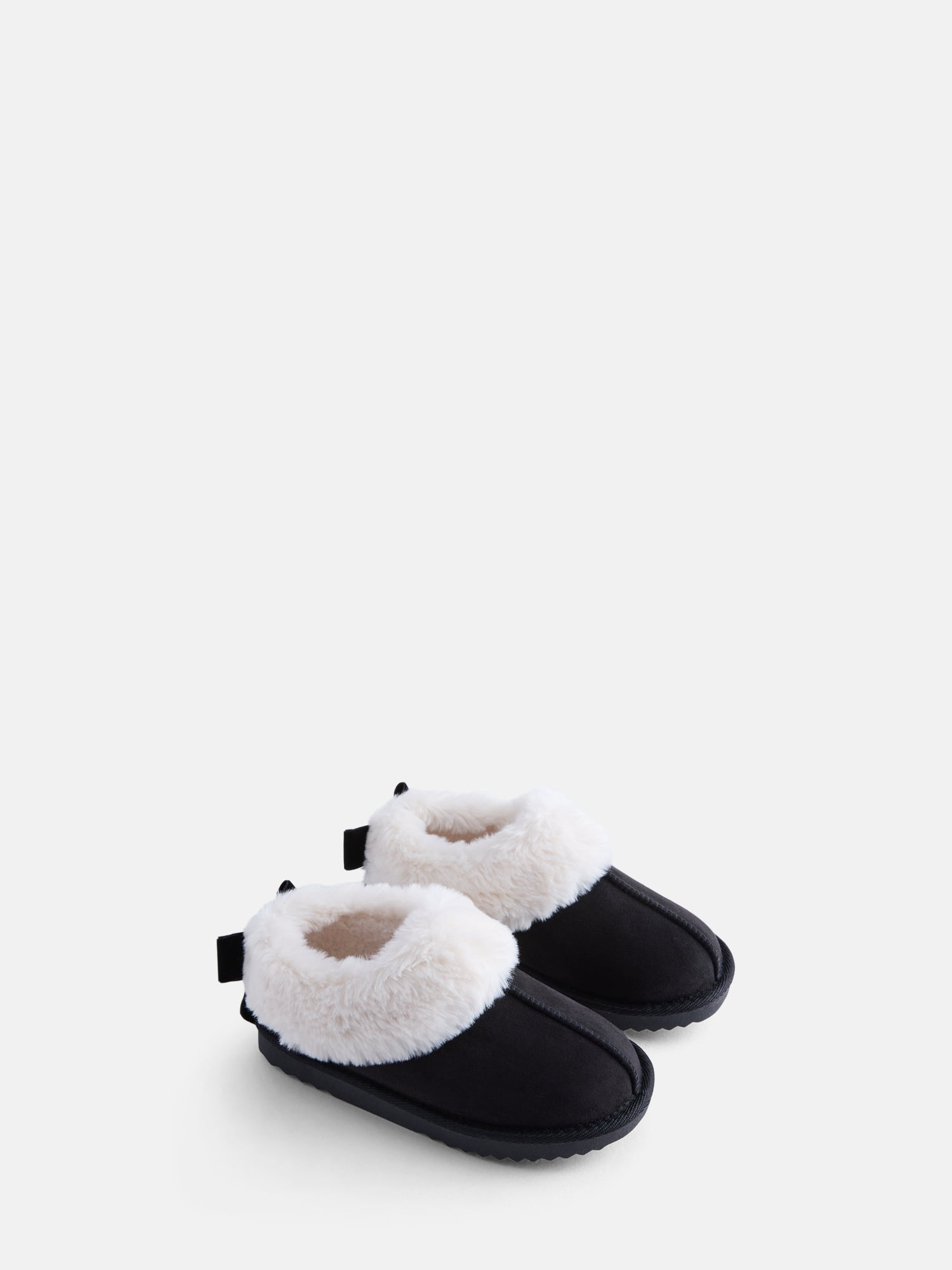 Wonder Nation Baby, Toddler, Little and Big Girls Faux Fur Trim Slippers