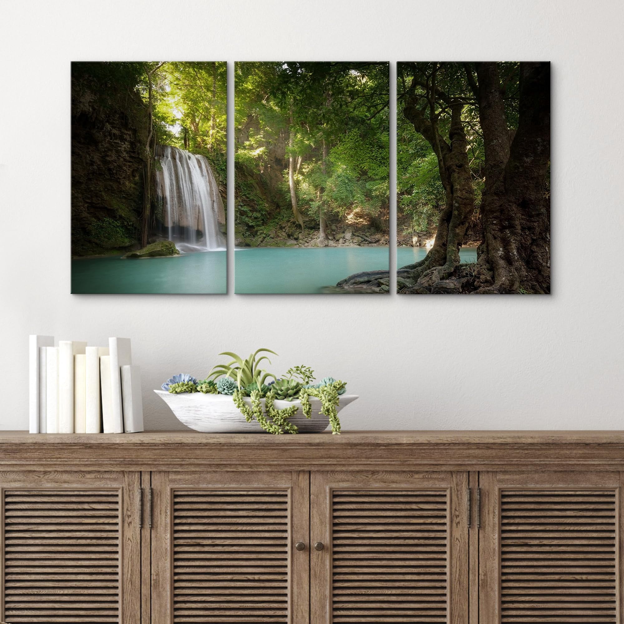 ウォール26 wall26 キャンバスアート 3点セット Tropical wall26 - 3 Piece Canvas Wall Art - Tropical Forest Waterfall Lake