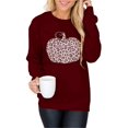 thumbnail image 2 of Sweat-Shirt Graphique Citrouille Halloween pour Femmes Imprimé Léopard Décontracté à Manches Longues, 2 of 3