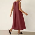thumbnail image 4 of Vestido Corto para Mujeres Moda de Verano Sólido Cuello en V sin Mangas Bolsillo Plisado Vestido Casual Diario, 4 of 6