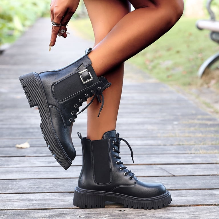 Lovzfmll Ankle Boots for Women, Chunky Military Boots Chunky  display picture 1