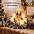 thumbnail image 5 of Angel Christmas Lighted Centerpiece with Flameless Candle Glow, Christmas Decoration with Frosted Greenery, Red Berries & Pinecones, Perfect for Home Tabletop & Holiday Gift, 10.6" x 11.8", 5 of 7